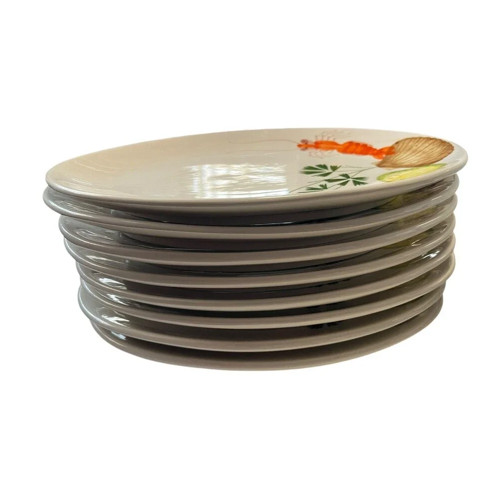 8 Oval Plates 1 Round Embossed Lobster Seafood Platter NapaStyle Portugal Italy